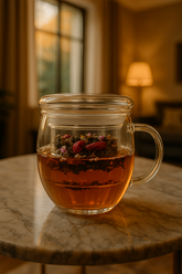Mug en verre avec infuseur et couvercle
